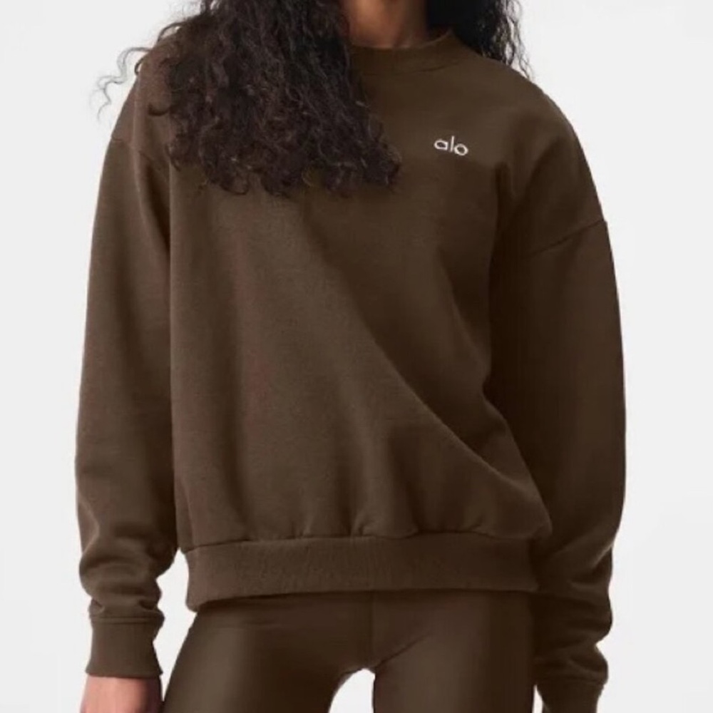 ALO Yoga Dark Olive Crewneck Pullover Sweatshirt
